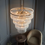 Marietta 16lt  Ceiling Pendant Light In Antique Brass With Clear Glass 112576