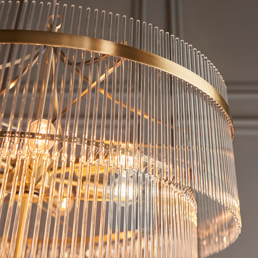 Marietta 16lt  Ceiling Pendant Light In Antique Brass With Clear Glass 112576