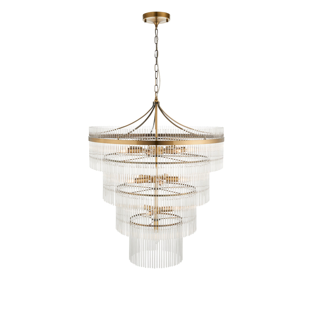 Marietta 16lt  Ceiling Pendant Light In Antique Brass With Clear Glass 112576