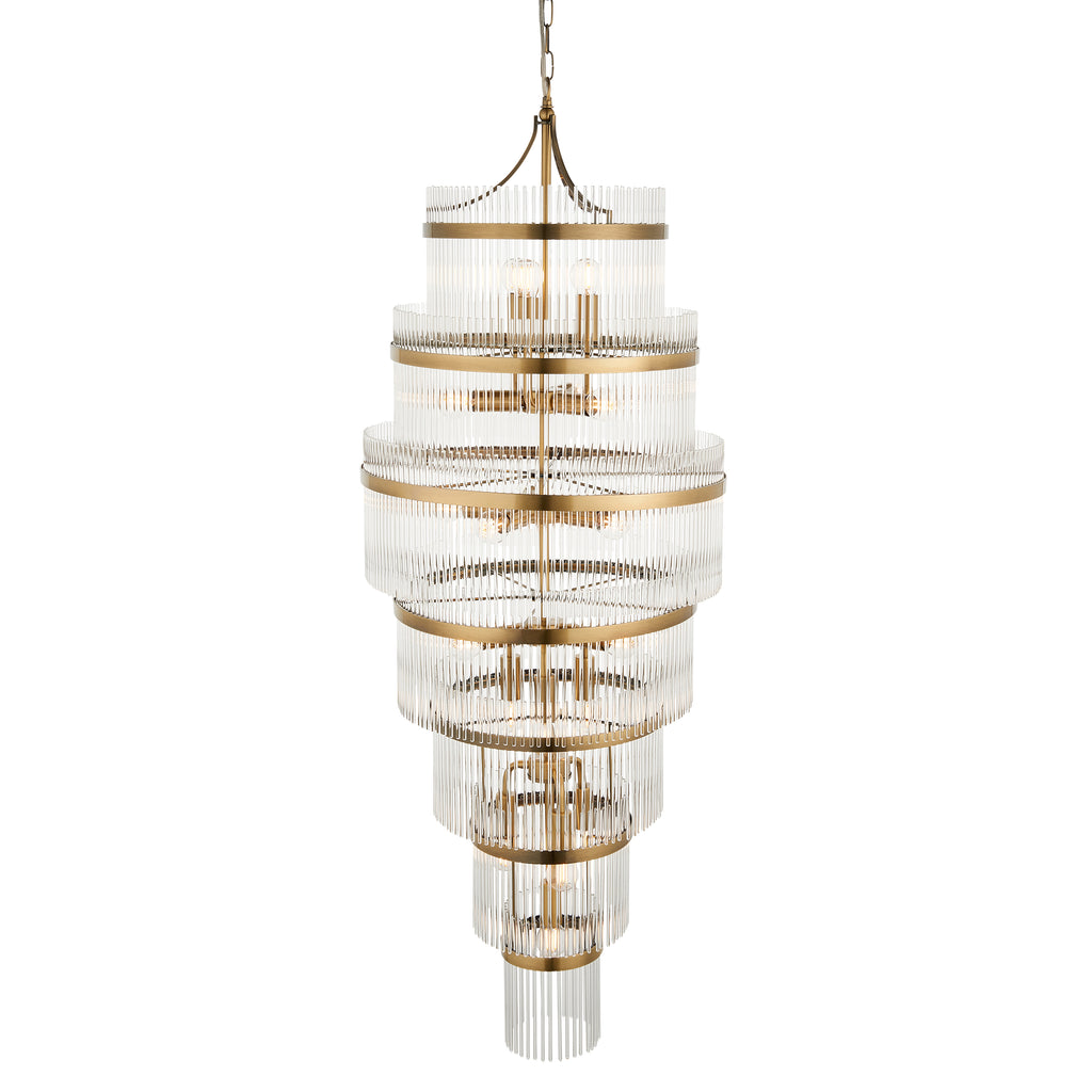 Marietta 112793 Grand 21 Light Tiered Pendant in Antique Brass with Clear Glass