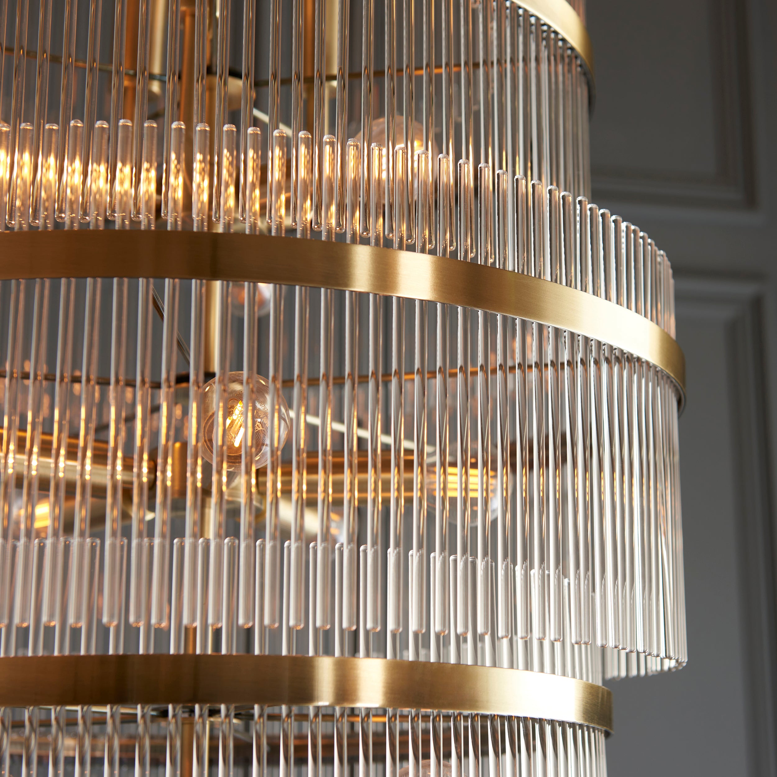 Marietta 112793 Grand 21 Light Tiered Pendant in Antique Brass with Clear Glass