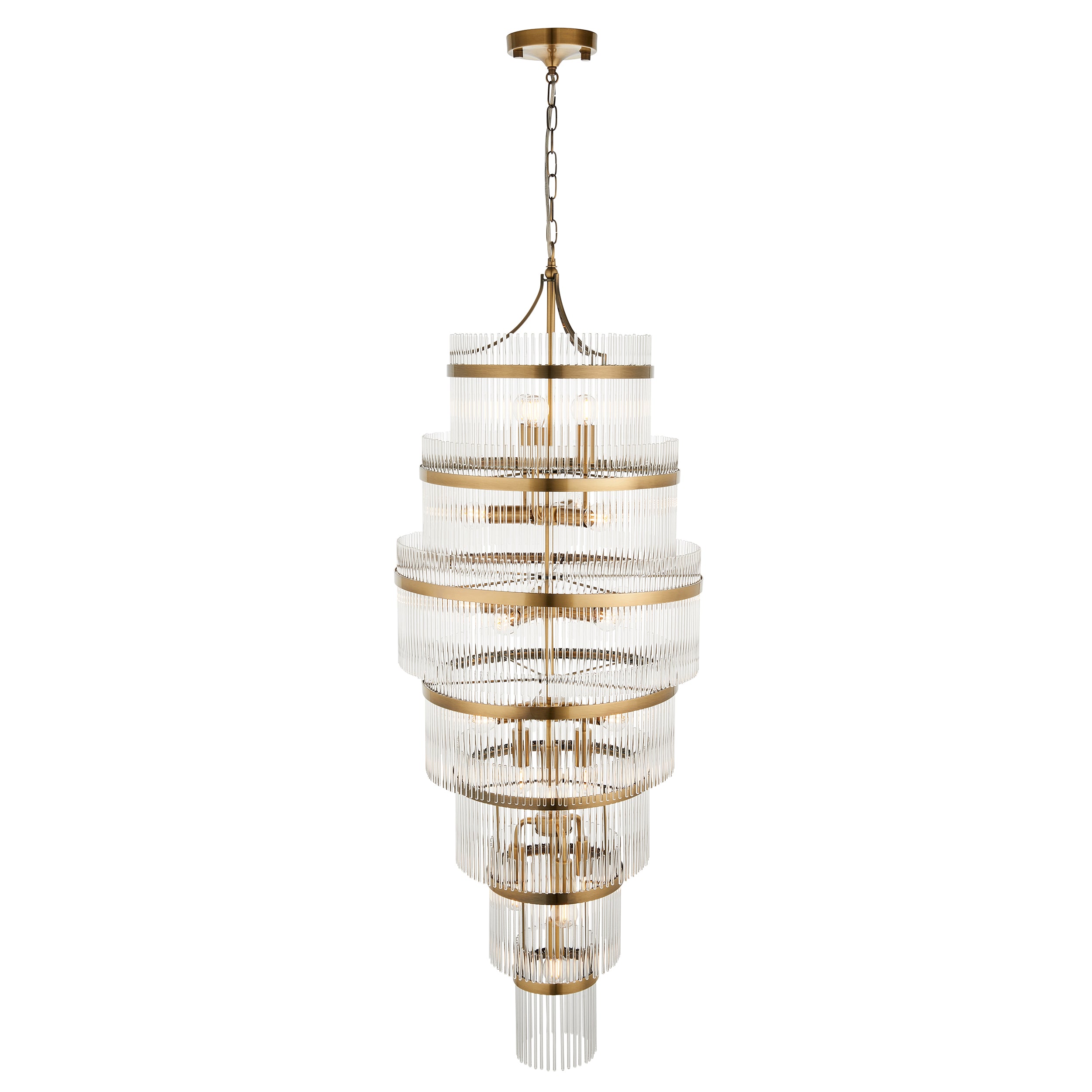 Marietta 112793 Grand 21 Light Tiered Pendant in Antique Brass with Clear Glass