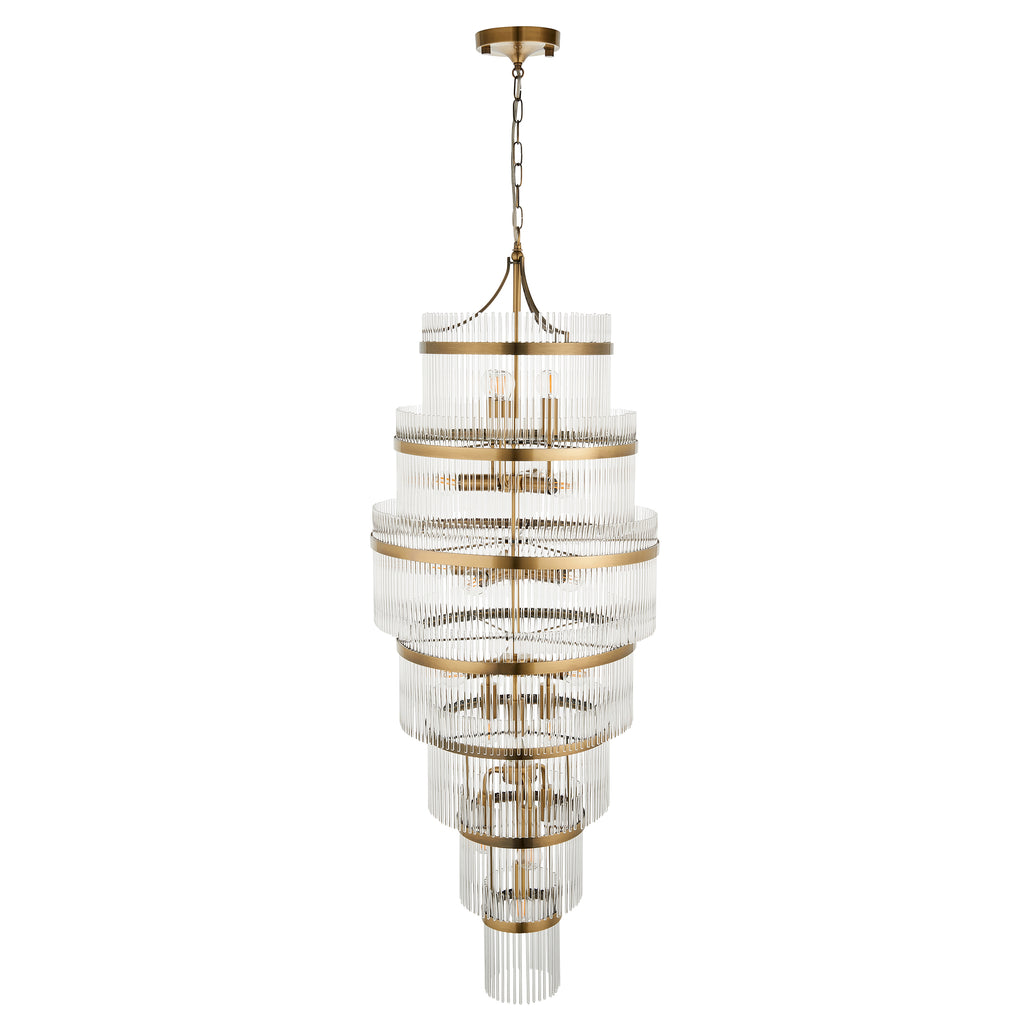 Marietta 112793 Grand 21 Light Tiered Pendant in Antique Brass with Clear Glass