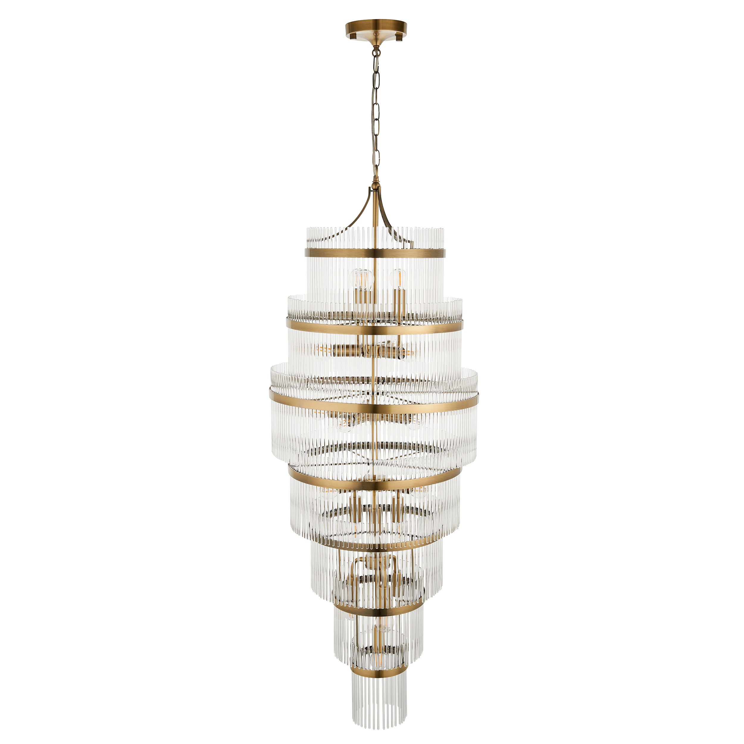 Marietta 112793 Grand 21 Light Tiered Pendant in Antique Brass with Clear Glass