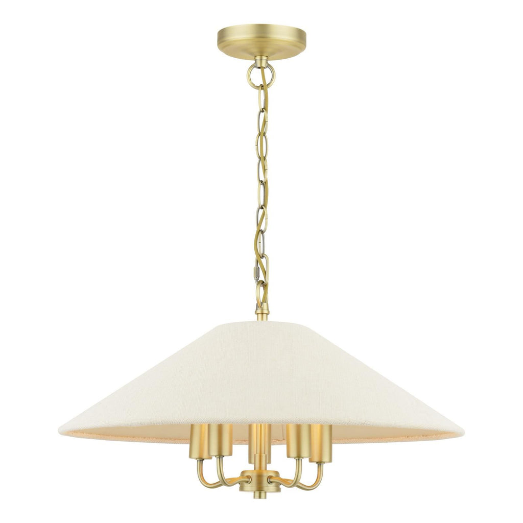 Laura Ashley Harland 5 Light Pendant Matt Antique Brass With Shade LA3756723-Q
