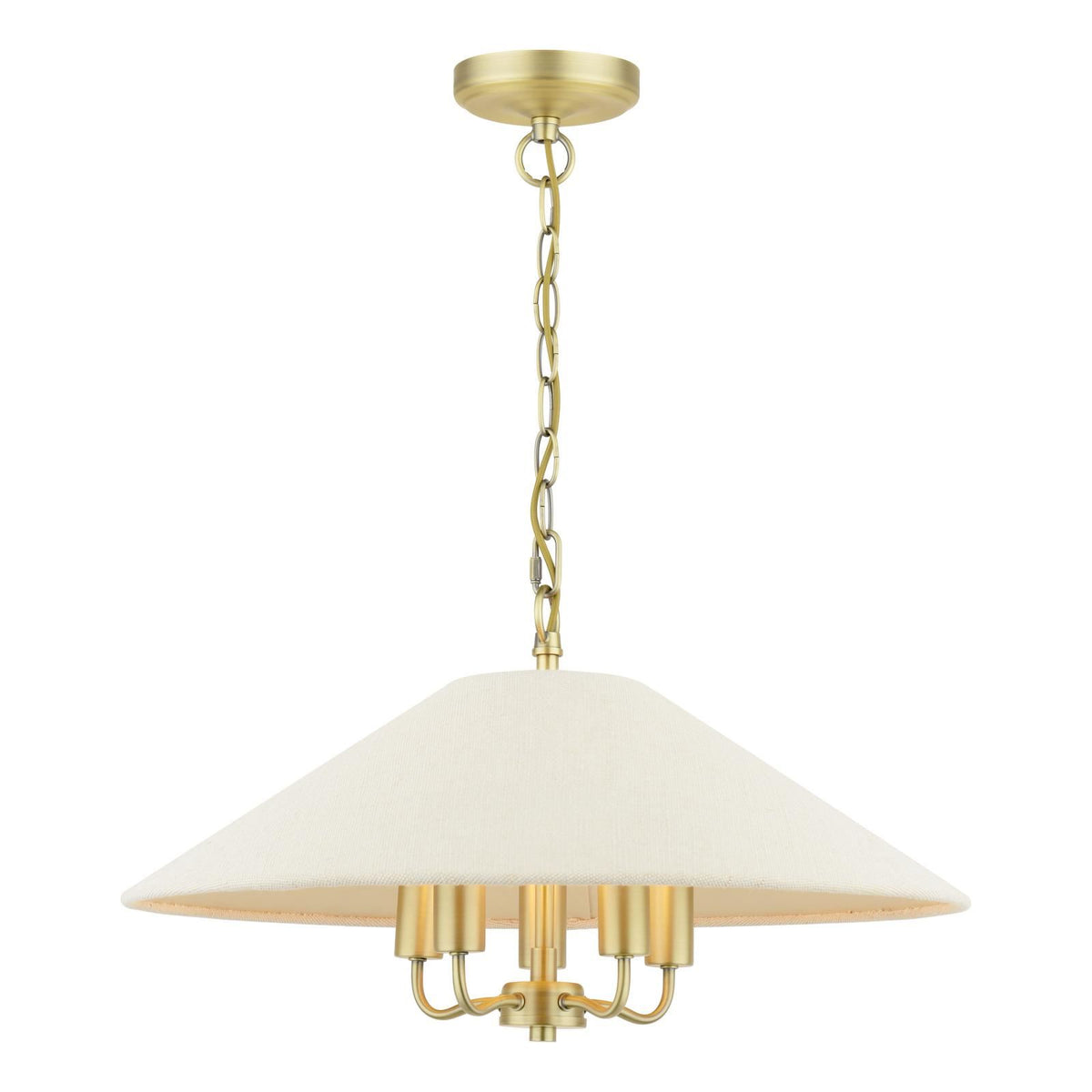 Laura Ashley Harland 5 Light Pendant Matt Antique Brass With Shade LA3756723-Q