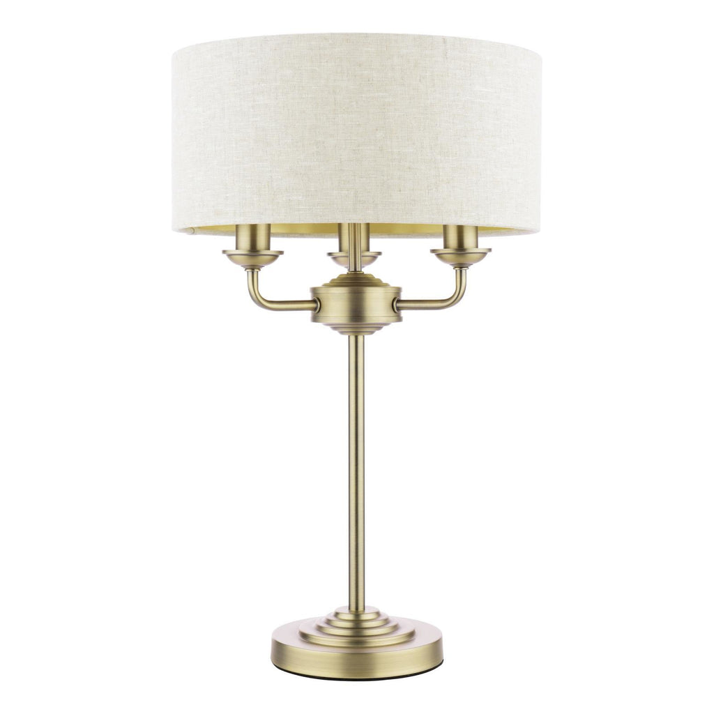 Laura Ashley Sorrento 3 Light Table Lamp Matt Antique Brass With Natural Shade LA3756754-Q