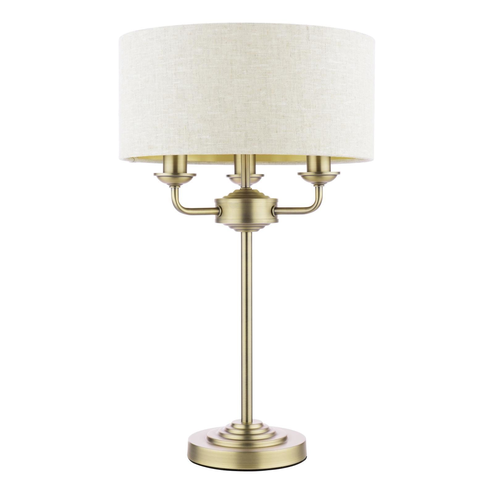 Laura Ashley Sorrento 3 Light Table Lamp Matt Antique Brass With Natural Shade LA3756754-Q