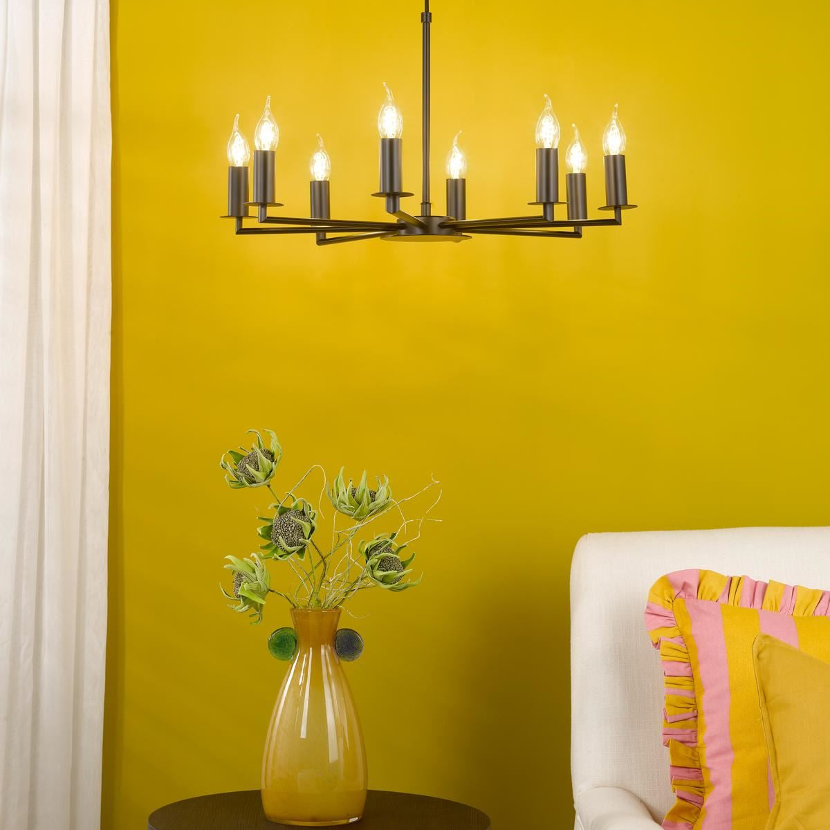 Tyler 8 Light Armed Pendant Matt Black Fitting Only TYL0822