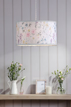 Laura Ashley Wild Meadow Multi Blue Cotton Drum Shade 38cm LA3756682-Q