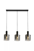 Sweden 3 Light Bar Ceiling Pendant Light In Black Finish With Smoked Ombre Glass Shades 88912-3BK