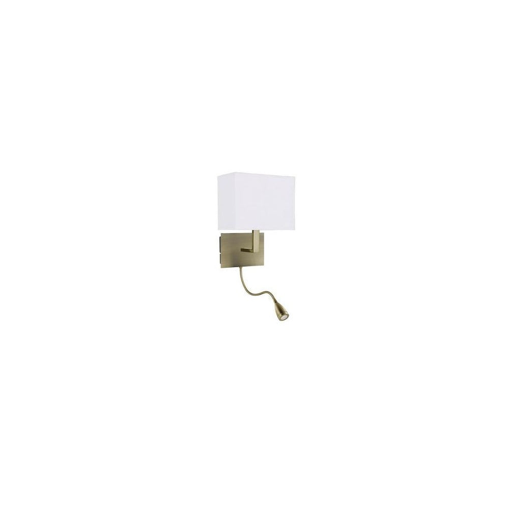 Antique Brass Wall Light With Shade And LED Reading Light - 6519AB