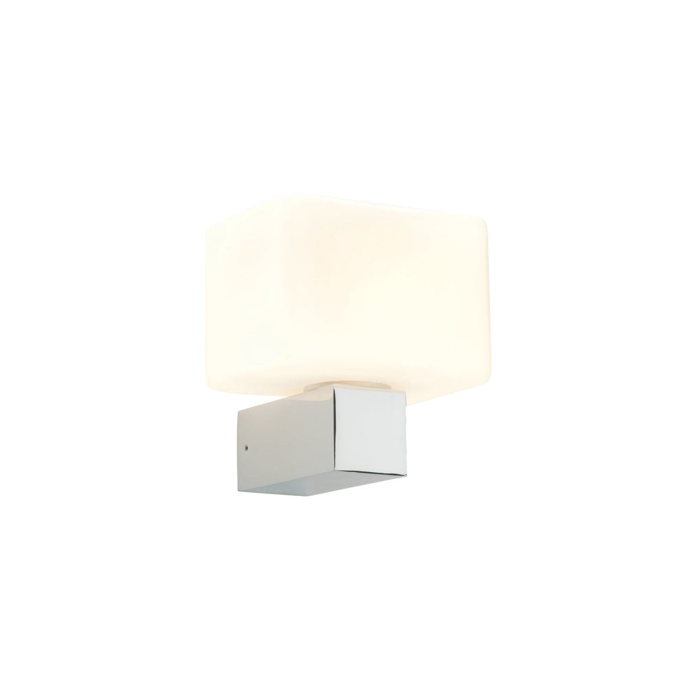 37350 Ione 1 Light Bathroom Chrome & White Glass Wall Light