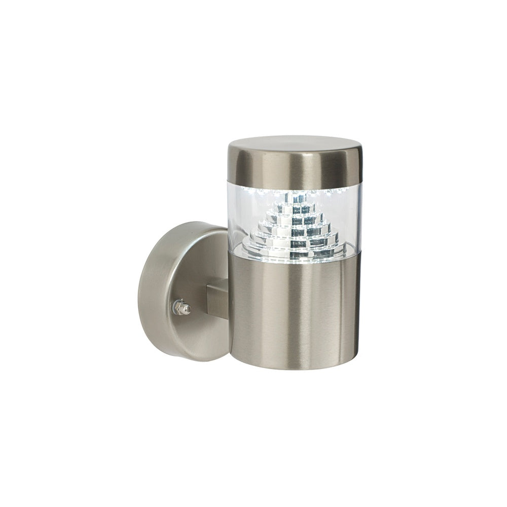 13928 Pyramid LED Exterior Brushed Steel Wall Light