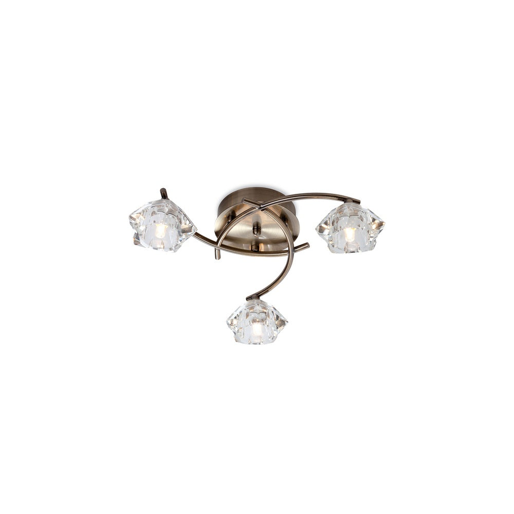 8364 Clara 3 Light Flush Ceiling Light with Glass Shade