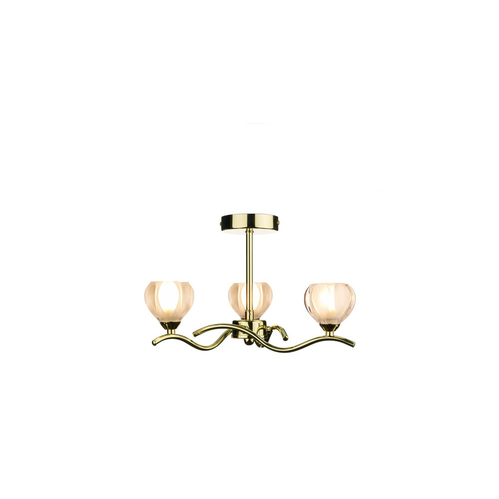 CYN0340 Cynthia  Semi Flush Ceiling Fitting In Brass