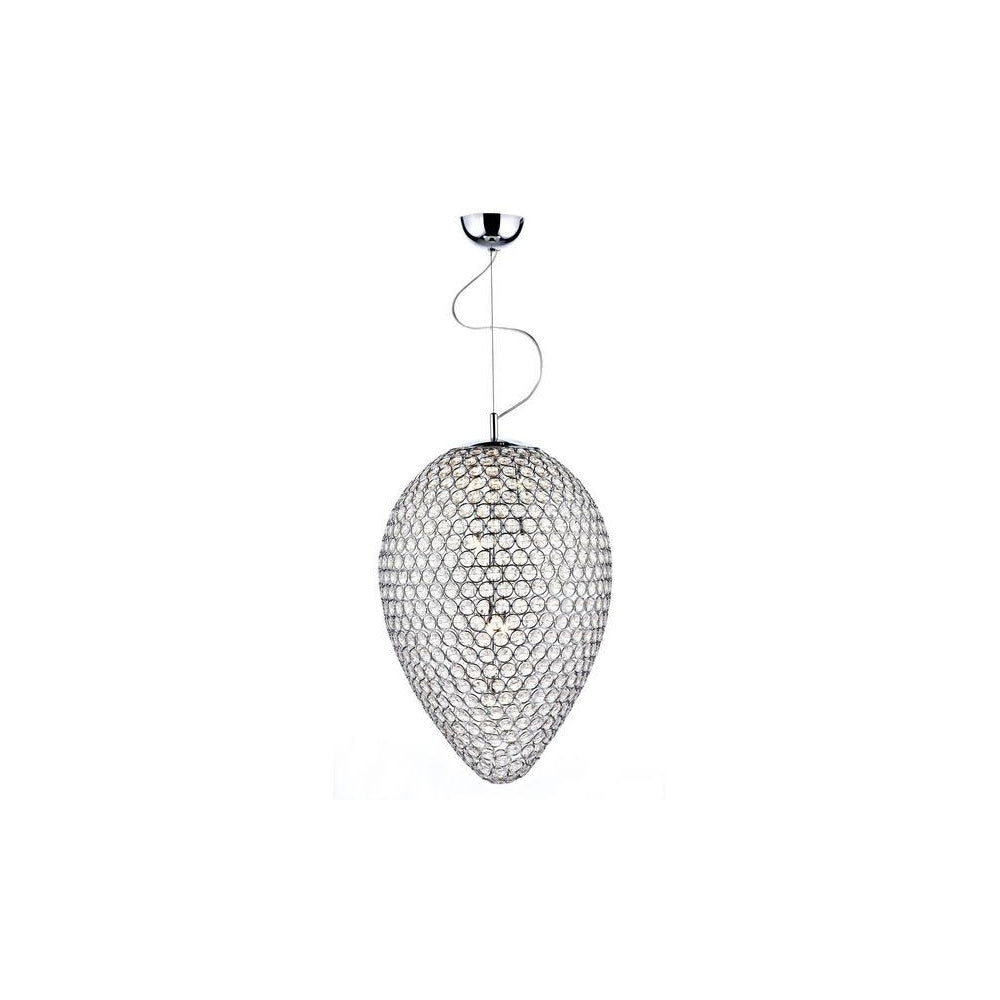 FRO0550 Frost 5 Light Chrome And Crystal Pendant