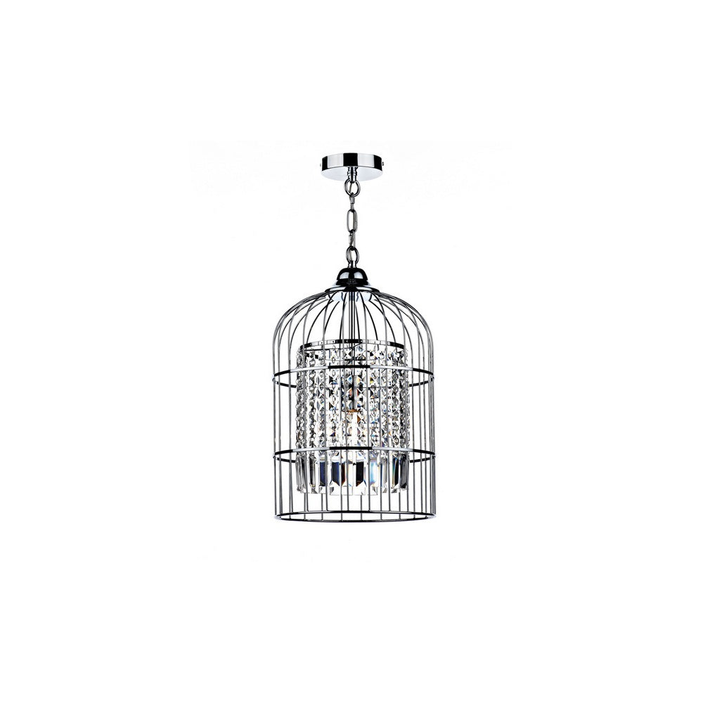 VID0150 Vido Crystal And Chrome Cage Pendant