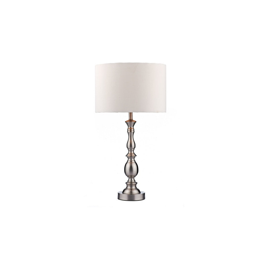 Madrid Satin Chrome Table Lamp With Silk Shade MAD4246