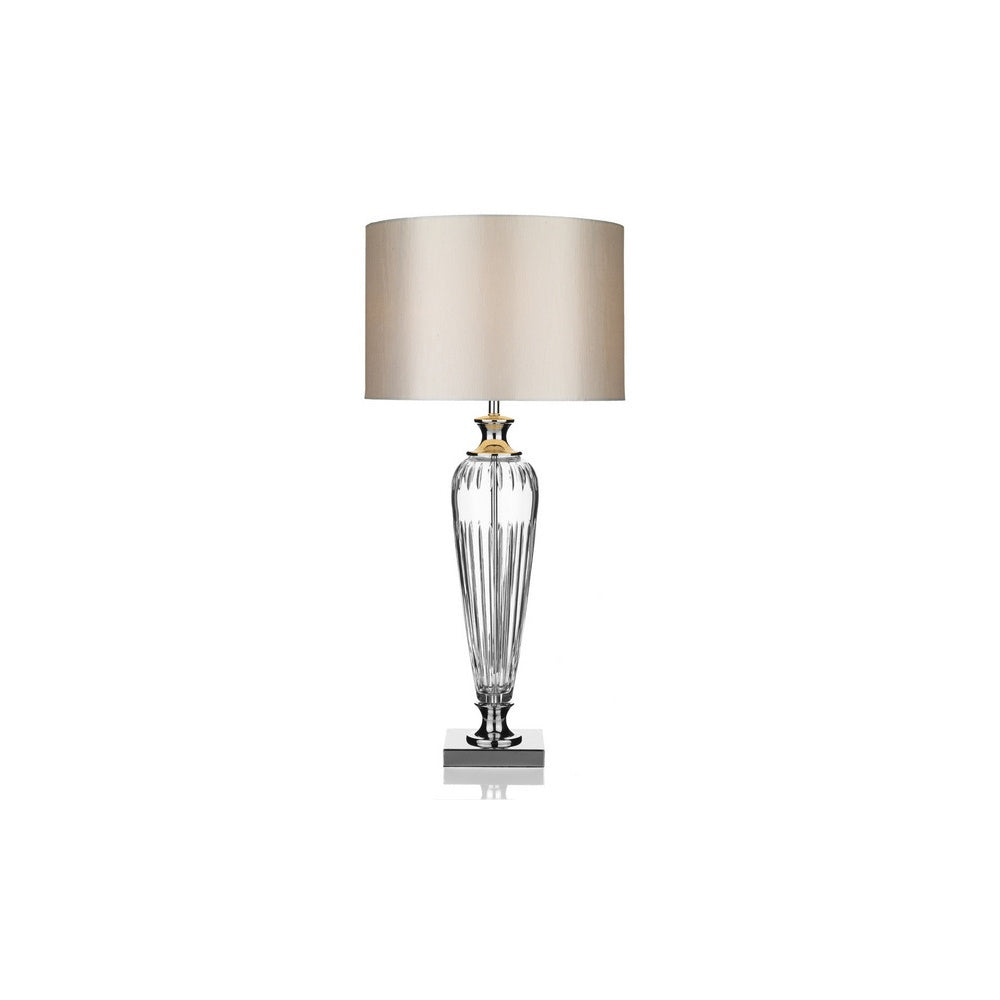 HIN4208 Hinton Crystal Glass Table Lamp With Silver Shade