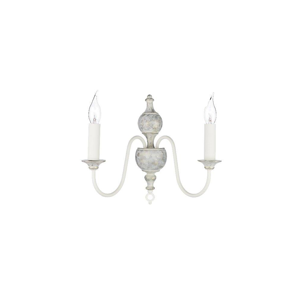 FLE0912 Flemish 2 Light Distressed Grey Wall Light