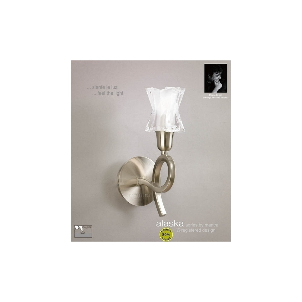 M8613SN/S Alaska Low Energy 1 Lt Switched Satin Nickel Wall Lamp