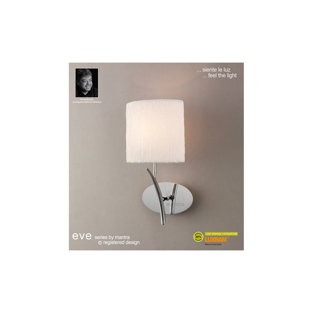 M1134 Eve 1 Light Chrome Wall Lamp With Ivory Shade