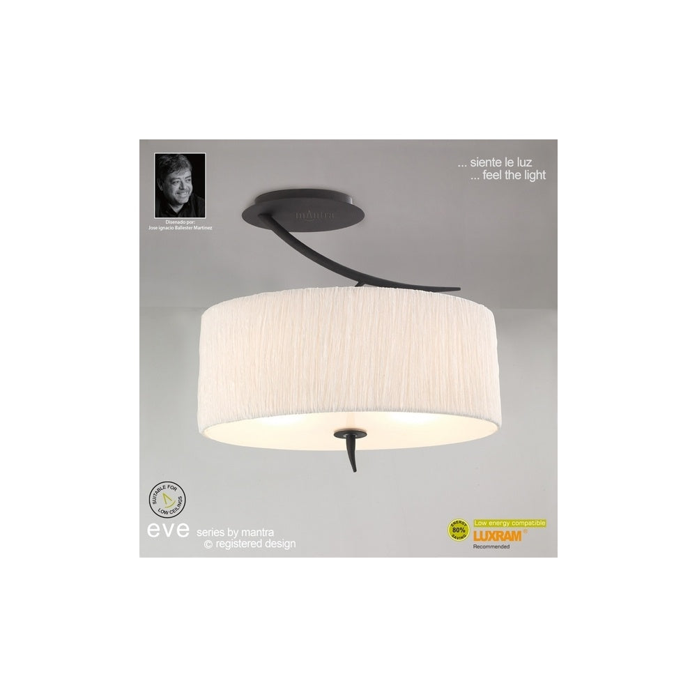 M1152 Eve 2 Light Anthracite Semi-Flush With Ivory Shade