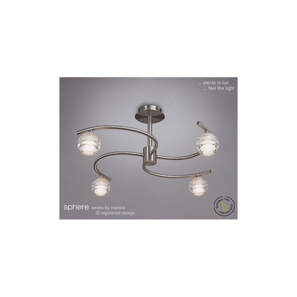 M8004 Sphere Satin Nickel 4 Light Semi-Flush Ceiling Light