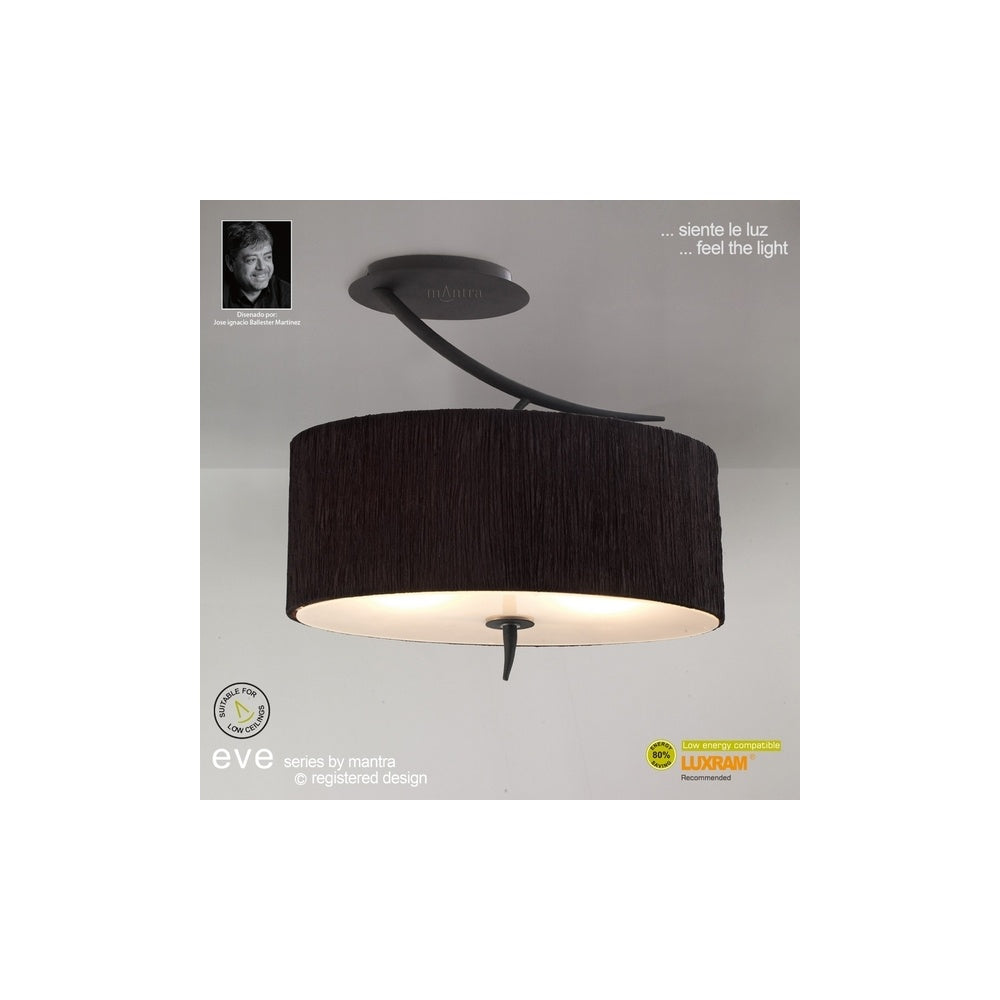 M1152/BS Eve 2 Light Anthracite Semi-Flush With Black Shade