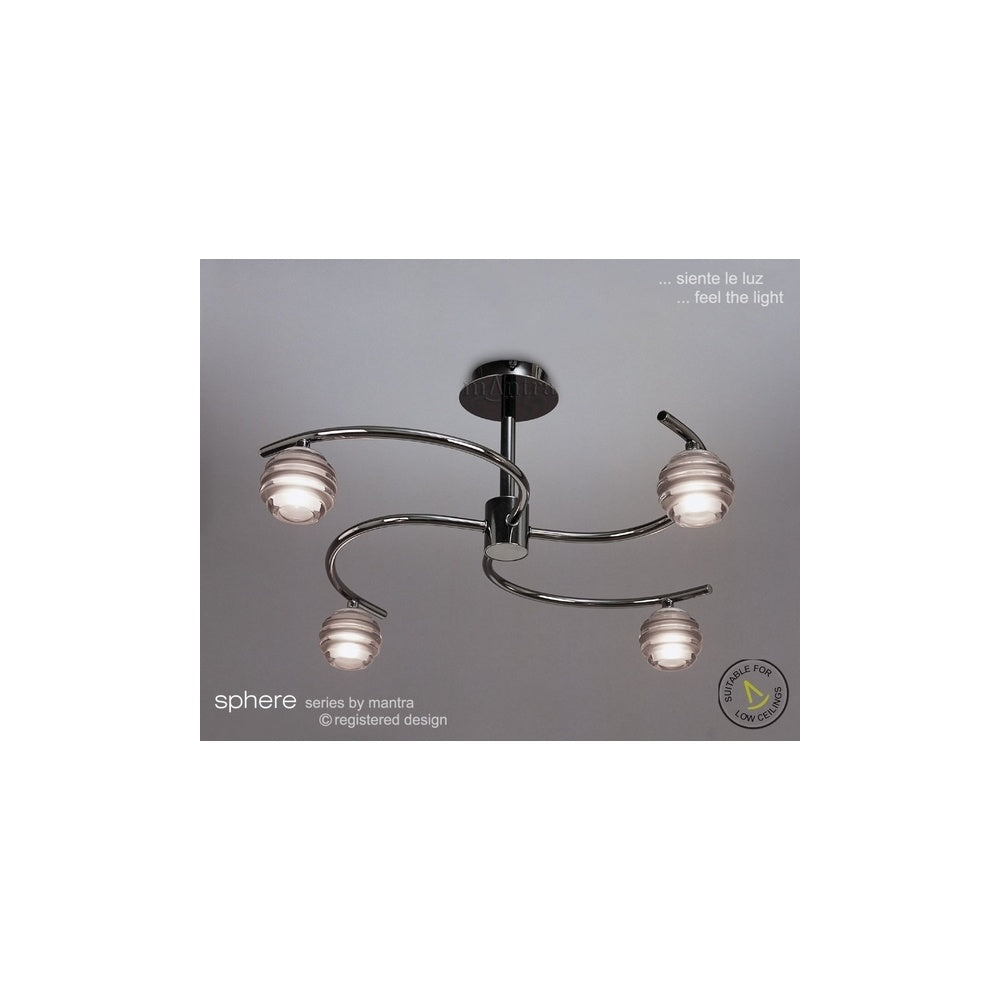 M8008 Sphere Black Chrome 4 Light Semi-Flush Ceiling Light