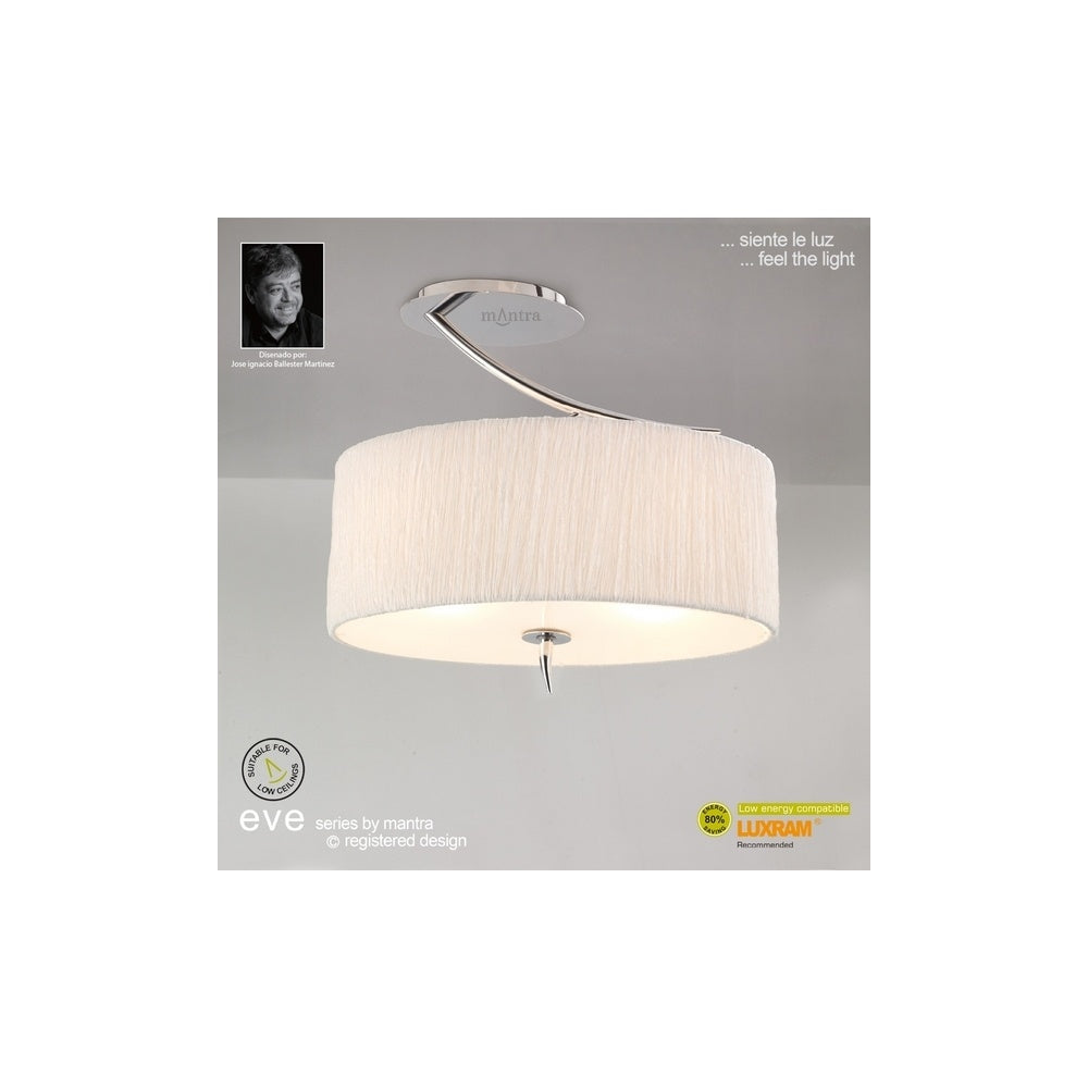 M1132 Eve 2 Light Chrome Semi-Flush With Ivory Shade