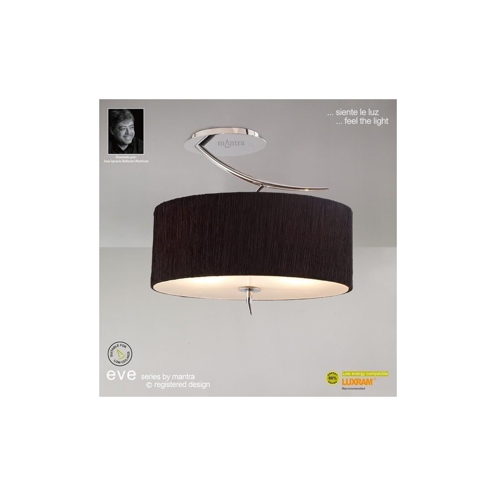 M1132/BS Eve 2 Light Chrome Semi-Flush With Black Shade