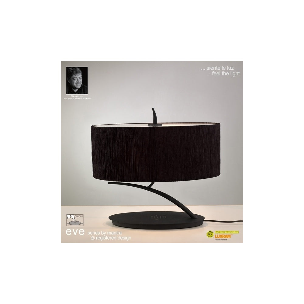 M1158/BS Eve 2 Lt Anthracite Small Table Lamp With Black Shade