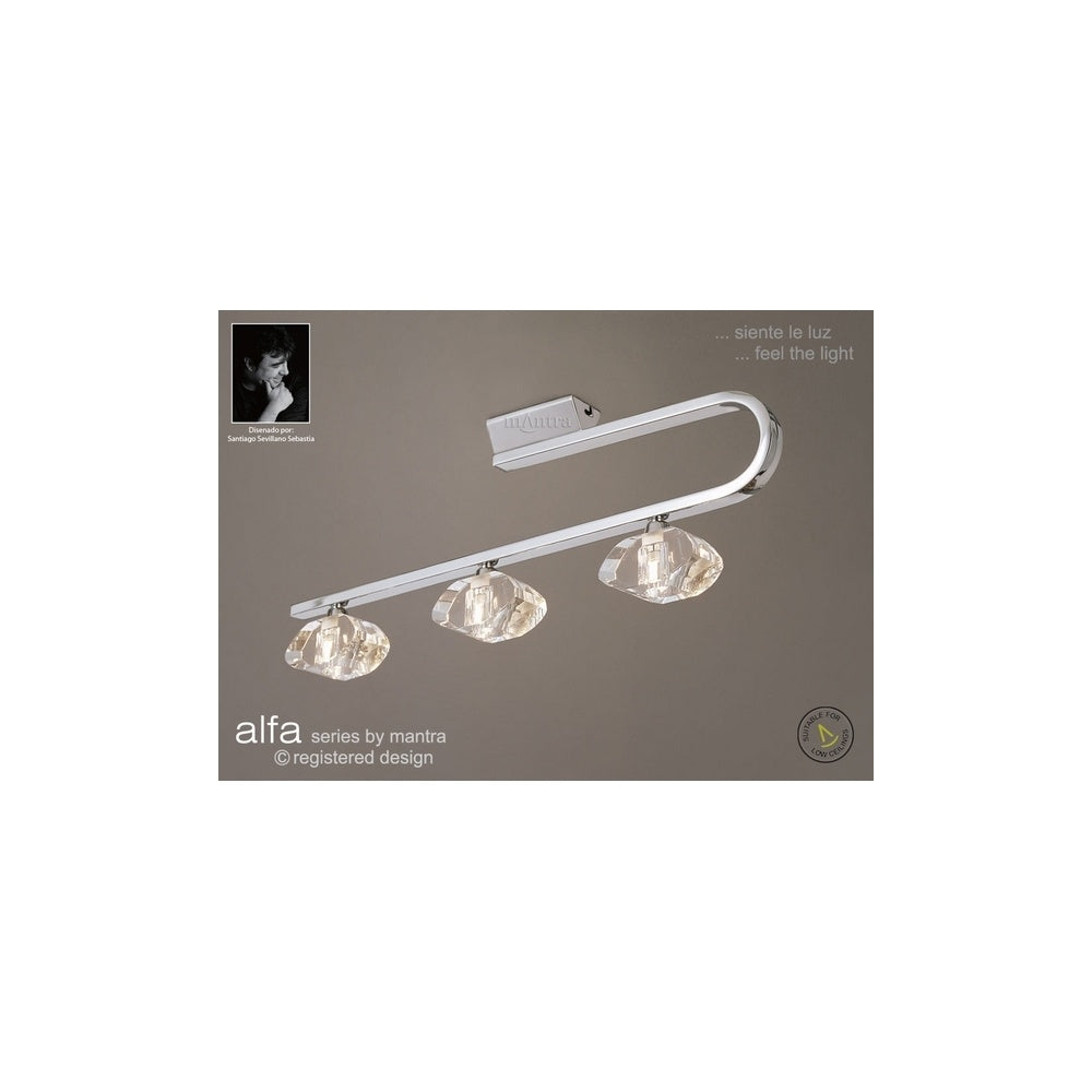 M0421PC Alfa 3 Light Polished Chrome Semi-Flush Ceiling Lamp