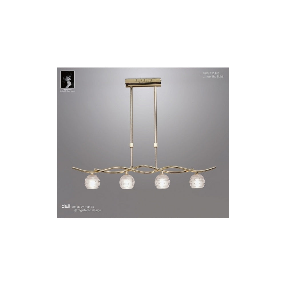 M0082PB Dali 4 Light Polished Brass Ceiling Pendant Light