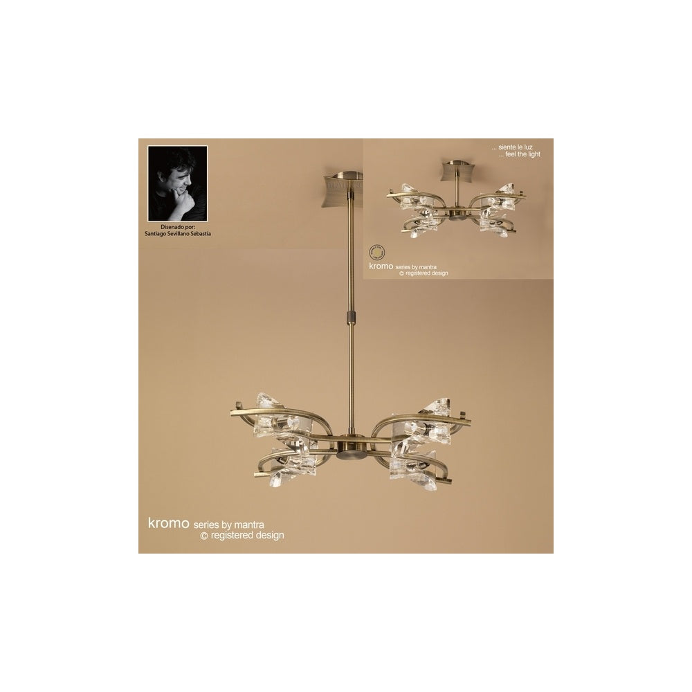 M0881AB Kromo Antique Brass 4 Light Semi-Flush Pendant