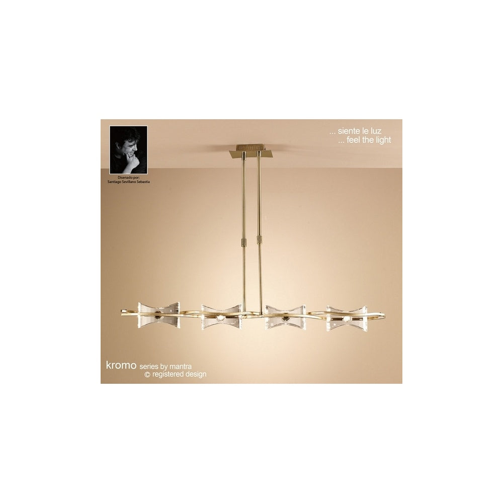 M0880AB Kromo Antique Brass 4 Light Semi-Flush Pendant