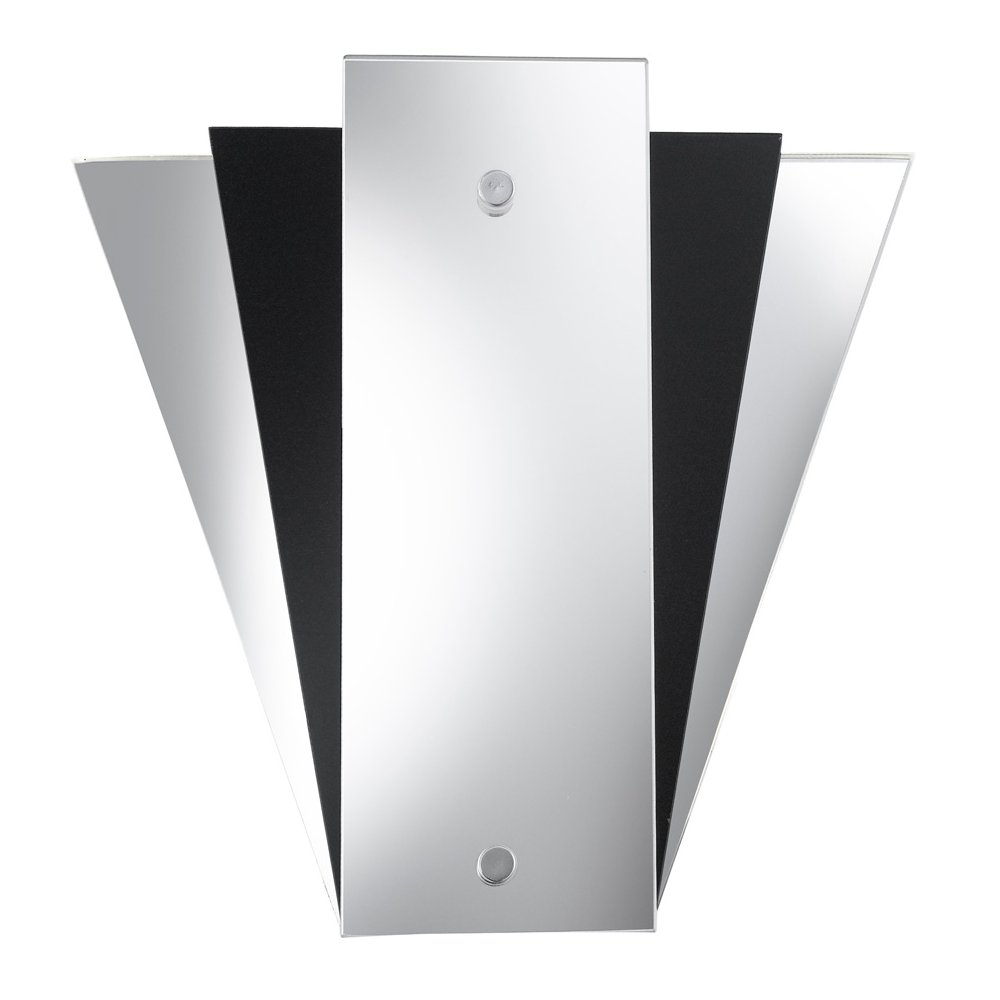 6201BK Black and Mirrored Glass Art Deco Style Wall Light