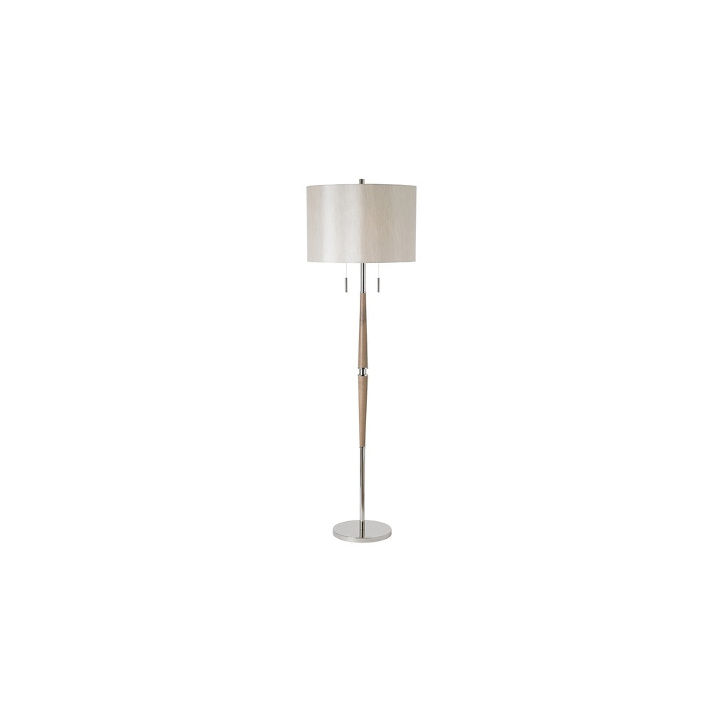 ALTESSE-FLNI 2 Light Switched Wood & Chrome Floor Lamp