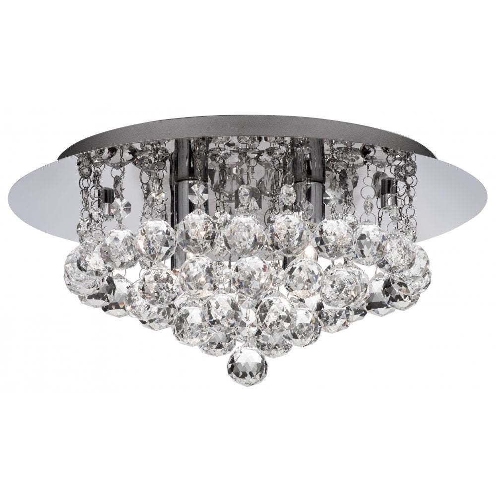 Hanna Stunning 4 Light Crystal Flush Ceiling Light In Polished Chrome Finish 3404-4CC