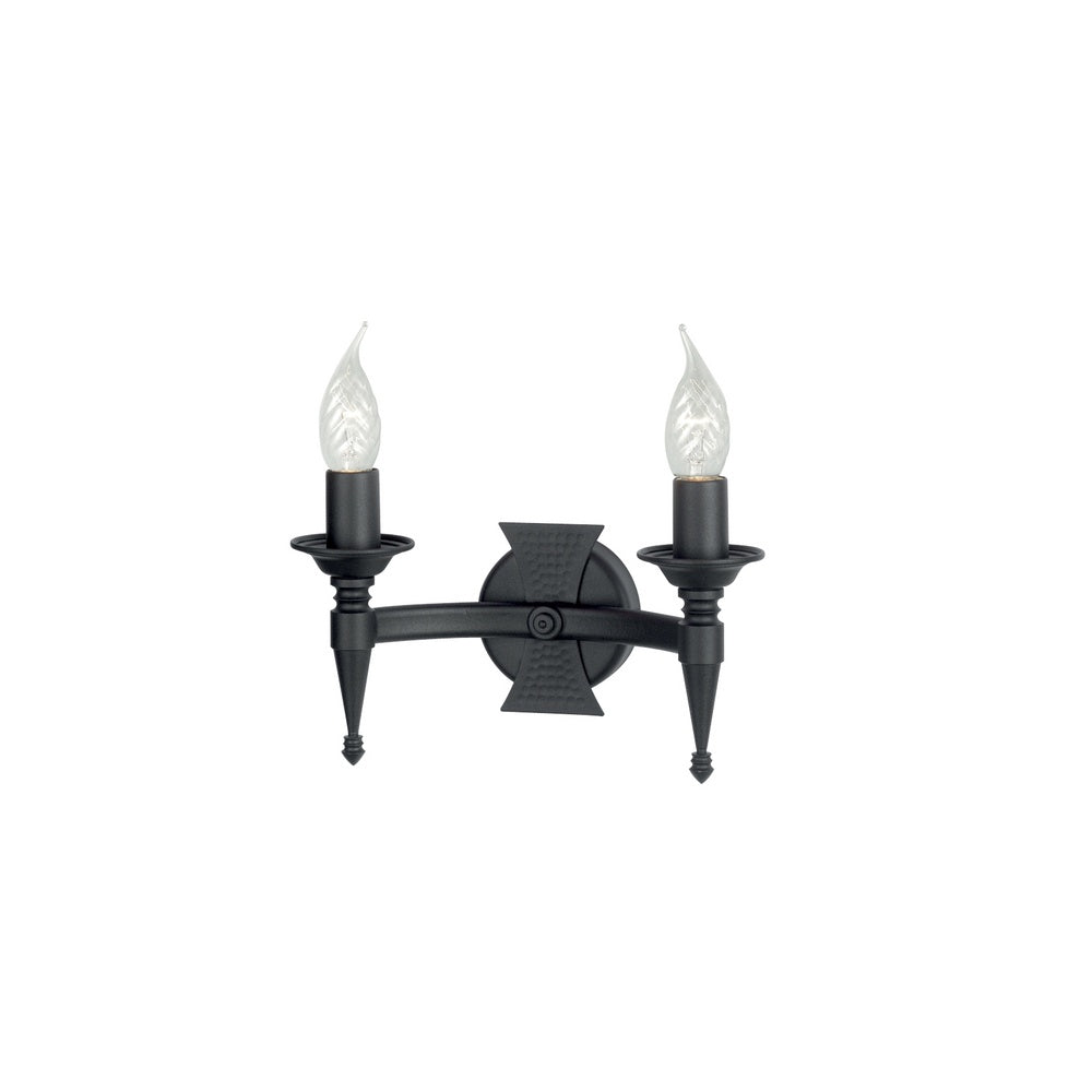 Saxon SAX2 BLK 2 Light Wall Light Decorative Beaten
