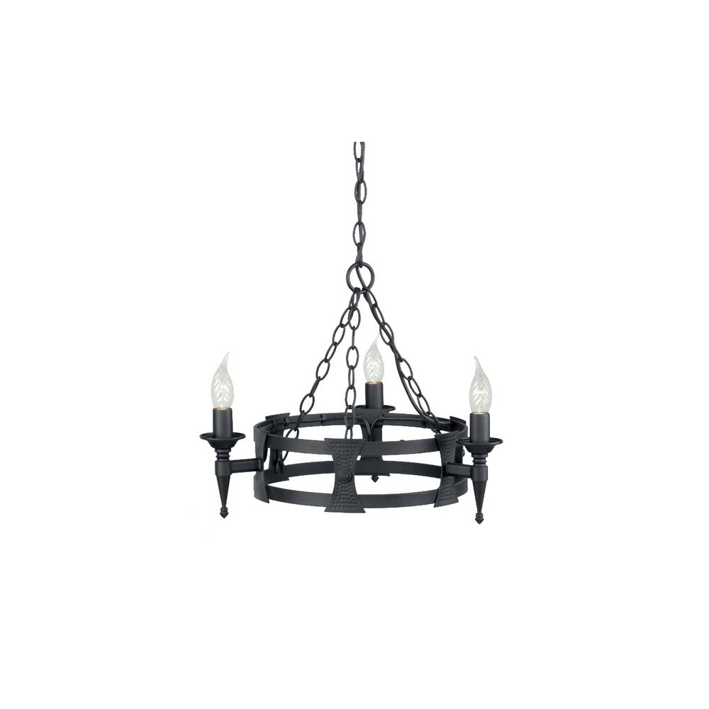 Saxon SAX3 BLK 3 Light Chandelier Decorative Beaten