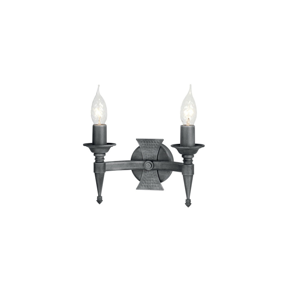 Saxon SAX2 BLK/SIL 2 Light Wall Light Beaten Metal