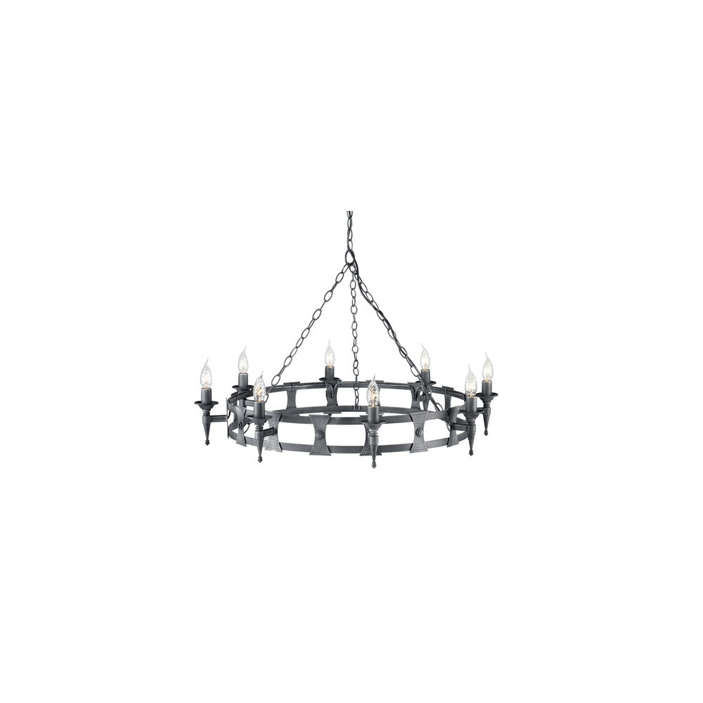 Saxon SAX8 BLK/SIL 8 Light Chandelier Beaten Metal