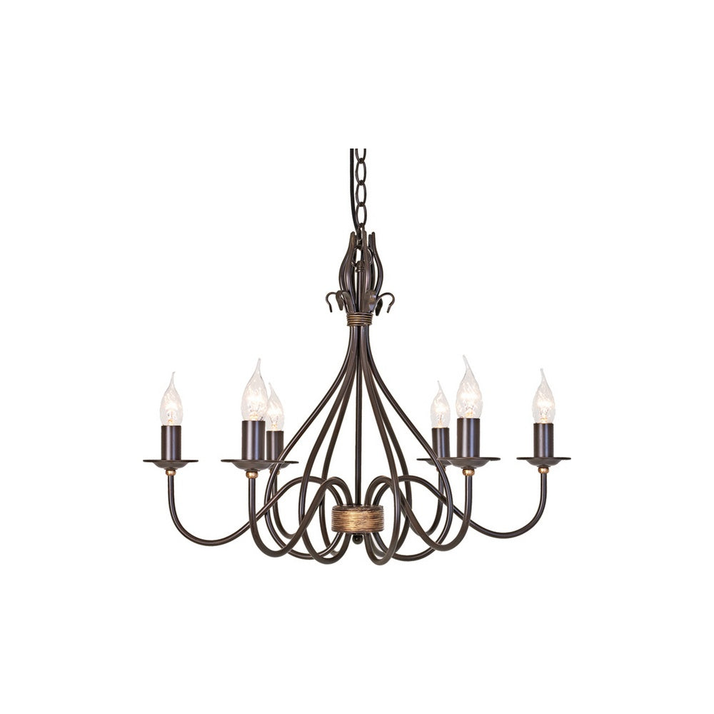 WM6 Rust/Gold Windermere wrought iron chandelier 6 light