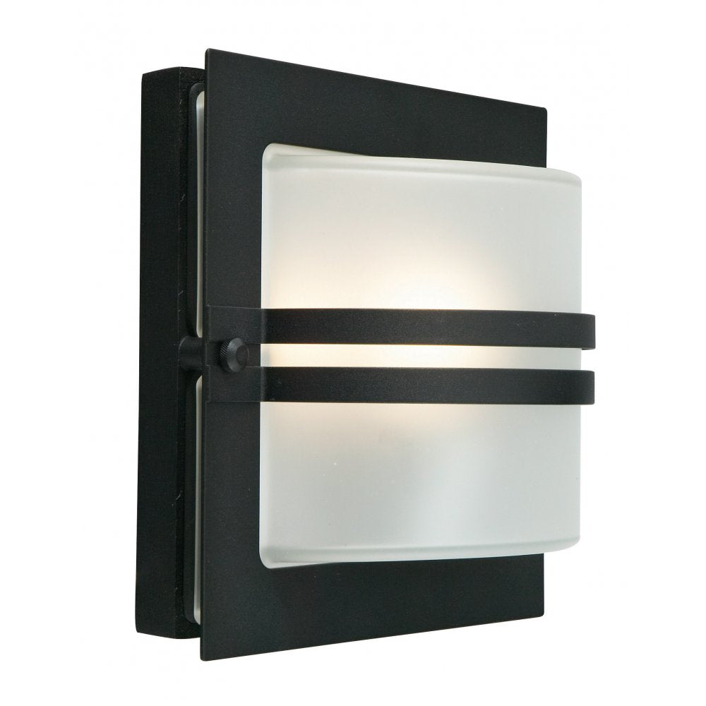 Bern Outdoor Wall Light In Black Finish With Frosted Glass IP54