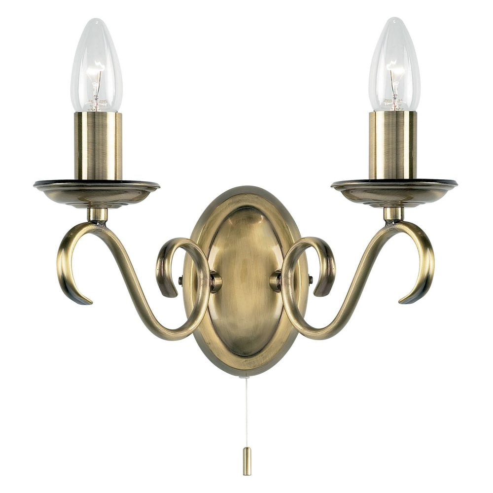 2030-2AN 2 Light Wall Light In Antique Brass