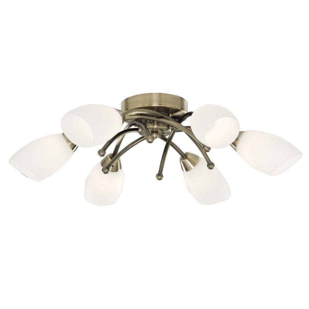 Opera 6 Light Flush Light In Antique Brass - 8186-6AB