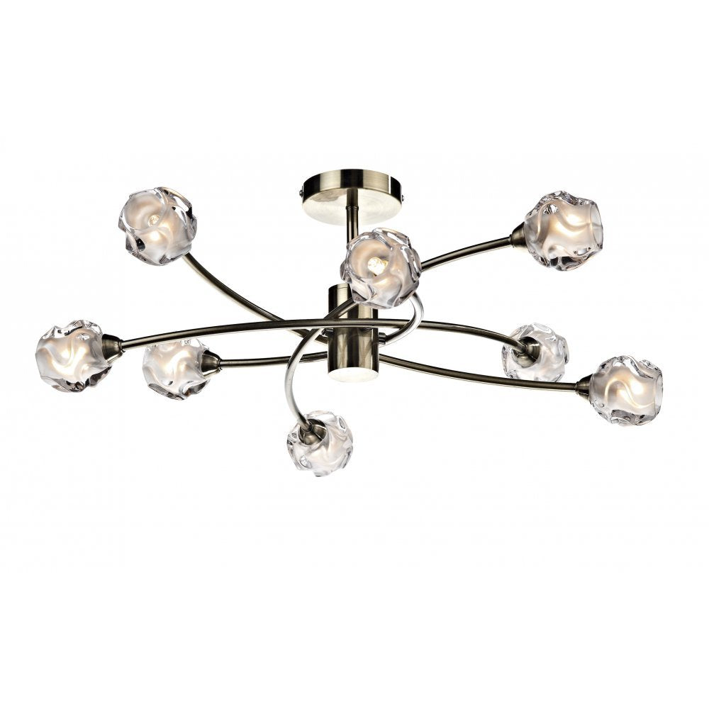 SEA0875 Seattle 8 Light Semi Flush Light in Antique Brass